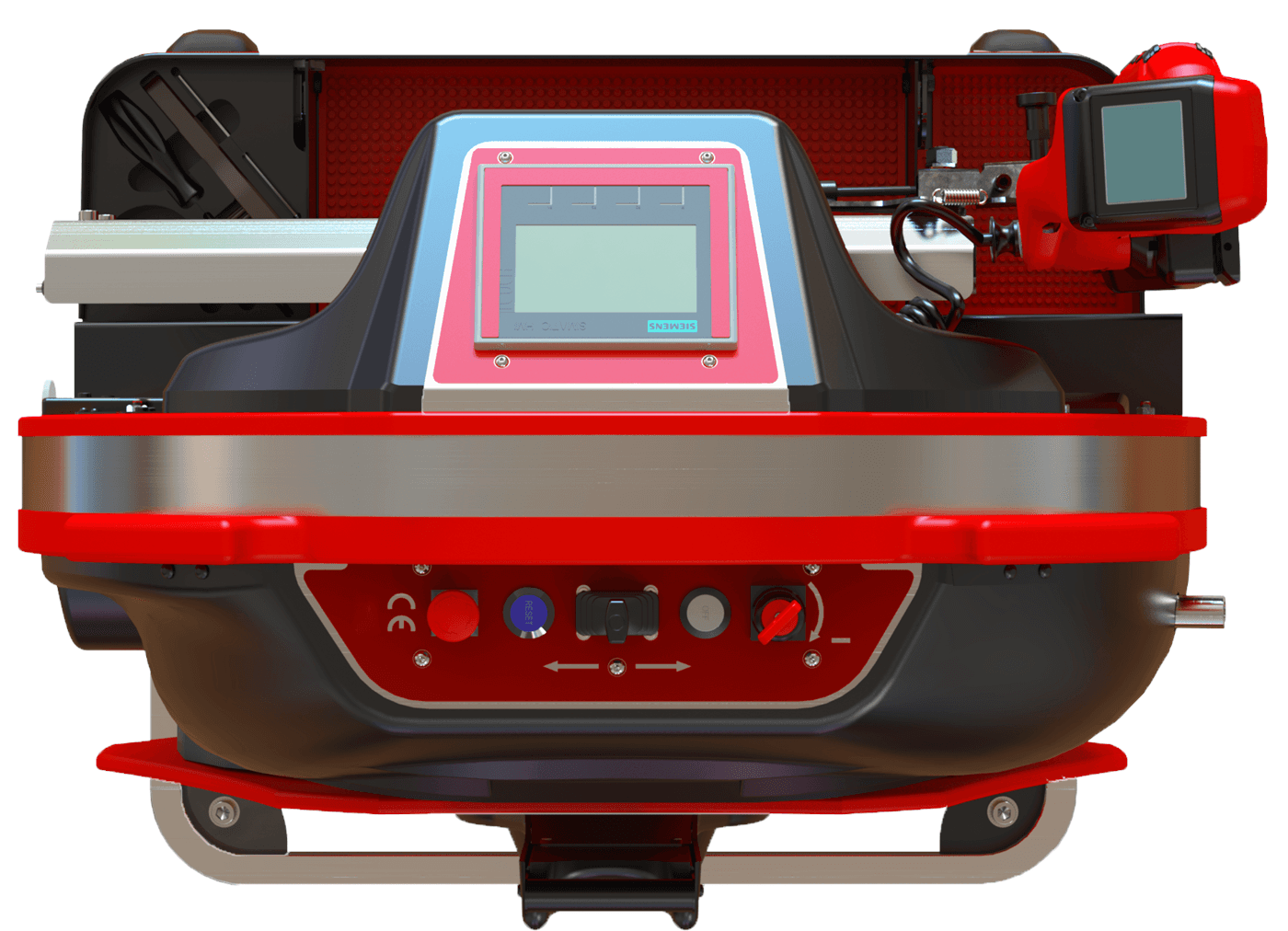 ErgoPack 726X Li front machine layout for repeatable load-security strapping